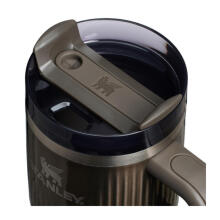 Thermos mug with straw The Quencher H2.O Fluted Tumbler 0.59L shiny metallic brown
