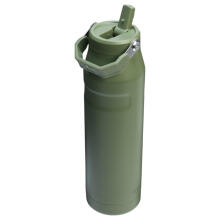 Thermos bottle with straw The IceFlow Bottle Flip Straw 2.0 1.06L dark green
