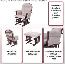 Mendler Relaxing Rocking Chair Art.HWC-C76 Light Grey  Šūpuļkrēsls