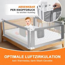 Bed Rail Art.278758 Grey Bed safety rail, 200 cm, protective barrier for children