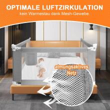 Bed Rail Art.278758 Grey Bed safety rail, 200 cm, protective barrier for children
