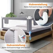 Bed Rail Art.278758 Grey Bed safety rail, 200 cm, protective barrier for children
