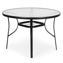 Apaļš dārza galds 80 cm, terasei, dārzam, balkonam, temperēts stikls, lietussarga caurums, MultiGarden