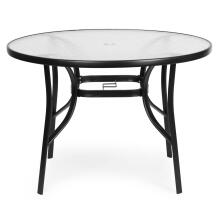Apaļš dārza galds 80 cm, terasei, dārzam, balkonam, temperēts stikls, lietussarga caurums, MultiGarden