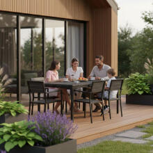 Saliekamais dārza galds 180-240 cm līdz 12 personām, HDPE tērauds, pelēks, MultiGarden