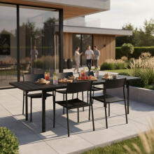Extendable Garden Table 180–240 cm for 12 People, Steel & HDPE, Black MultiGarden