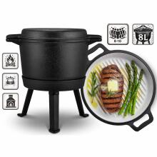 Enamelled cast iron pot 8l standing + grill pan BD-480 348010