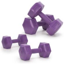 2x2kg hexagonal dumbbells for fitness exercises, set of 2, purple