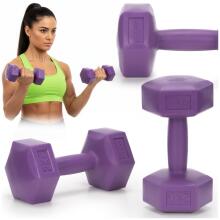 2x2kg hexagonal dumbbells for fitness exercises, set of 2, purple