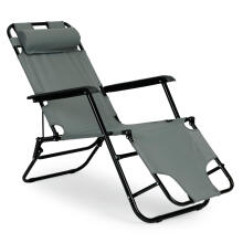 Garden lounger with headrest, foldable construction, gray, MultiGarden