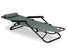 Garden lounger with headrest, foldable construction, gray, MultiGarden