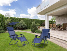 Garden beach lounger, adjustable backrest, movable roof MultiGarden- blue