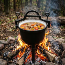 Enameled Cast Iron Cauldron 5L with Stand – Hunting Pot for Campfire & Grill MultiGarden