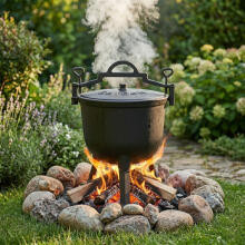 Cast iron enameled cauldron 10L standing hunting pot campfire grill MultiGarden