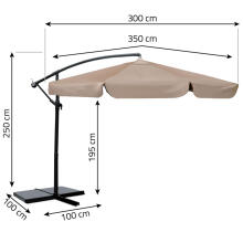 Salokāms dārza saulessargs 8 segmenti 350 cm ar pārvalku Plonos PL-881