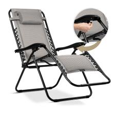 Folding garden lounger with cushion Sofotel ChillWell Soft gray