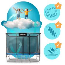 Rectangular Trampoline 10x7ft/305x213cm with External Net and Ladder Neo-Sport