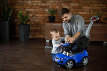 Ride-on car with handle - 614R - rubber wheels - BLUE