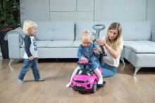 Ride-on car with handle - 614R - rubber wheels - PINK/BLACK
