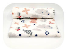 Diaper - 23536 - FLANNEL PRINT - EGA -  JEŻYK I KRÓLIK - PINK - size 70x80 cm