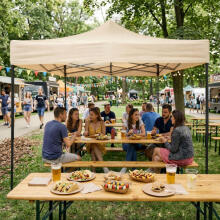 Garden event pavilion automatic pop-up tent, 3x3 m, beige, MultiGarden
