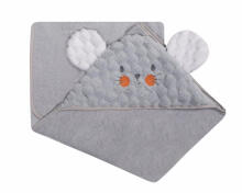 Bathing cover - 322 - TERRY - SOFT/CORAL  - BEAR / MOUSE - size 100x100 - GREY