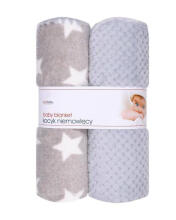 Blanket - 875 - CORAL + PRINT 3D - 2 PACK - size 80x90 - GREY