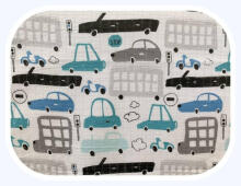 Diaper - 20689- TETRA PRINT - EGA - SAMOCHODY - TURKUS  - size 70x80 cm