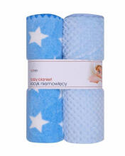 Blanket - 875 - CORAL + PRINT 3D - 2 PACK - size 80x90 - BLUE
