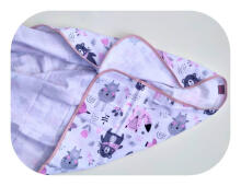 Swaddling blanket / Diper -20627 - two-layer - FLANNEL / TETRA - EGA - ZWIERZĘTA LEŚNE - PINK - size 80x80 cm