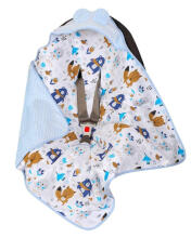 Blanket with hood -  599 - SWADDING TO CAR SEAT - size 80x80 - BLUE