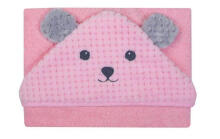 Bathing cover - 322 - TERRY - SOFT/CORAL - BEAR / MOUSE - size 100x100 - PINK