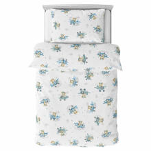 Bedding set - 6  parts - 120/90/360 - BEAR in PLANE - BLUE