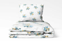 Bedding set - 6  parts - 120/90/360 - BEAR in PLANE - BLUE
