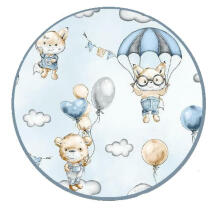 Cover set -  2 pcs - 120x90, 40x60 - ANIMALS in PARACHUTES - BLUE