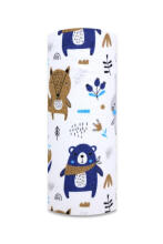 Diaper - 20283 - FLANNEL PRINT - EGA - ZWIERZĘTA LEŚNE - NAVY BLUE - size 70x80 cm