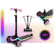 Three-Wheeled Balance Scooter for Kids LED Ricokids Leddi - Black and Pink