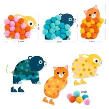 Pompom collages – Animals and pom-pom circles