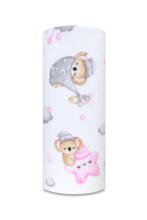 Diaper - 28425 - FLANNEL PRINT - EGA -KOALA on the MOON  - PINK - size 70x80 cm