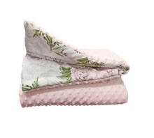 Blanket - 664- with filling - MINKY / COTTON  - size 75x90 - PINK