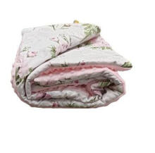 Blanket - 664- with filling - MINKY / COTTON  - size 75x90 - PINK