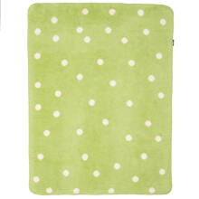 Blanket - WOMAR - COTTON - DOTS - size 75x100  - ECRU / GREEN