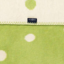 Blanket - WOMAR - COTTON - DOTS - size 75x100  - ECRU / GREEN
