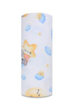 Diaper - 12424 - FLANNEL PRINT - EGA -KOALA on the MOON  - BLUE / YELLOW - size 70x80 cm