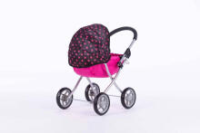 Pram for Doll  - 9325 - SUSIE -  BLACK and PINK DOTS