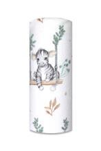 Diaper - 14404 - FLANNEL PRINT - EGA - ANIMALS on a  SWING - GREEN - size 70x80 cm