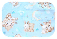 Diaper - 14473 - FLANNEL PRINT - EGA - DEER & TEDDY BEAR - BLU E- size 70x80 cm