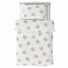 Bedding set - 5  parts - 120/90/360 - BEAR in PLANE - BEIGE