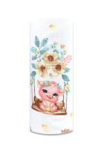 Diaper - 30060 - TETRA PRINT - EGA - PIGGY on a SWING -  PINK - size 70x80 cm