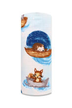 Diaper - 30022 - TETRA PRINT - EGA - ANIMALS on the BOAT - BLUE - size 70x80 cm